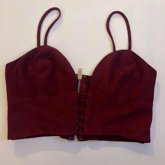 privy Tops - Y2k Privy Cropped Top  Marron/ Burgundy Size M